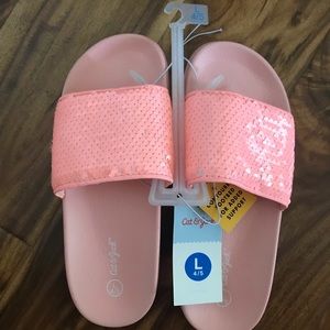 Girls sequin slip-on slide sandals size 4/5 large
